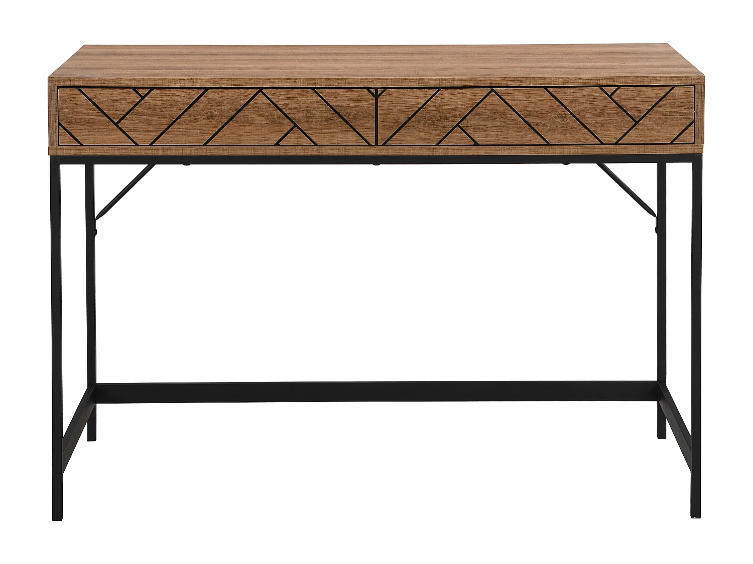 Ladekast met 2 lades - Mdf en staal - Kleur: naturel en zwart - CARATANA