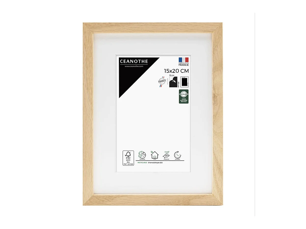 Cadre photo 15x20 cm chêne Alba avec passe-partout 10x15 cm