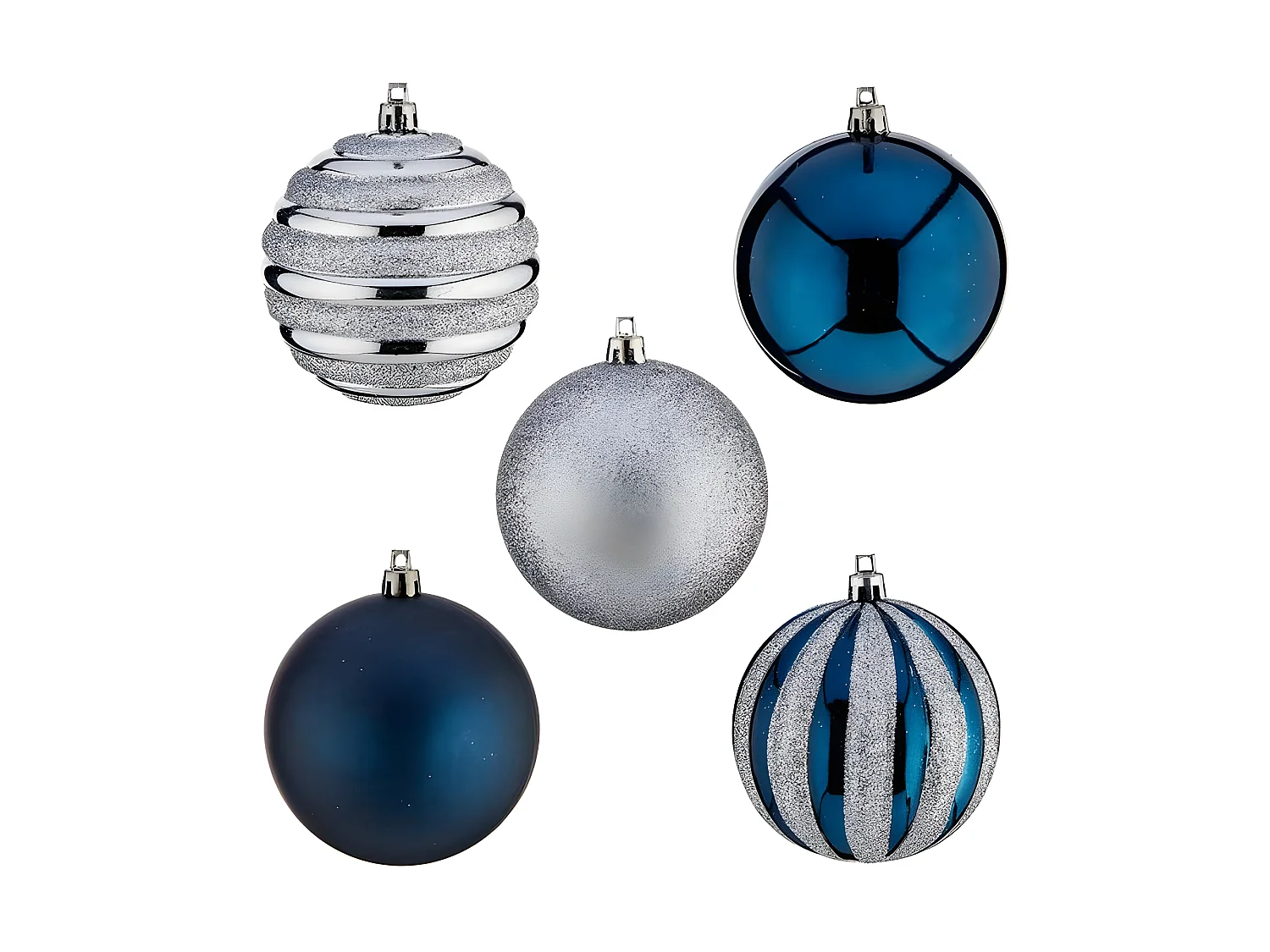 Ensemble de boules de Noël Argenté Bleu Plastique (Ø 6 cm) (6 Unités)