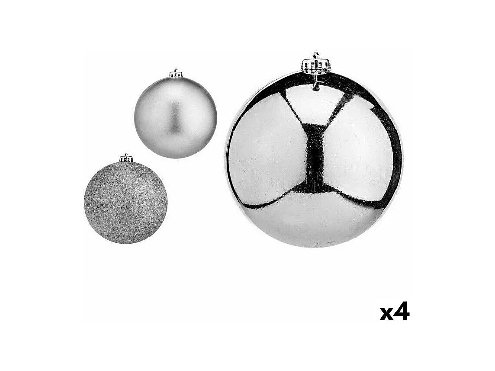 Lot de boules de Noël Argenté Plastique Ø 15 cm (4 Unités)
