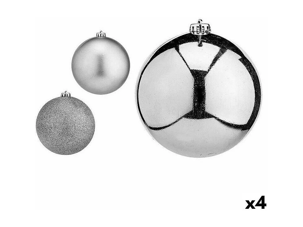 Set di palline di Natale in plastica argento Ø 15 cm (4 pezzi)