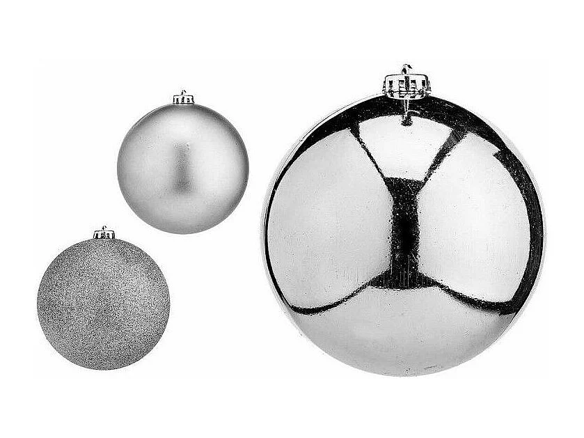 Set di palline di Natale in plastica argento Ø 15 cm (4 pezzi)