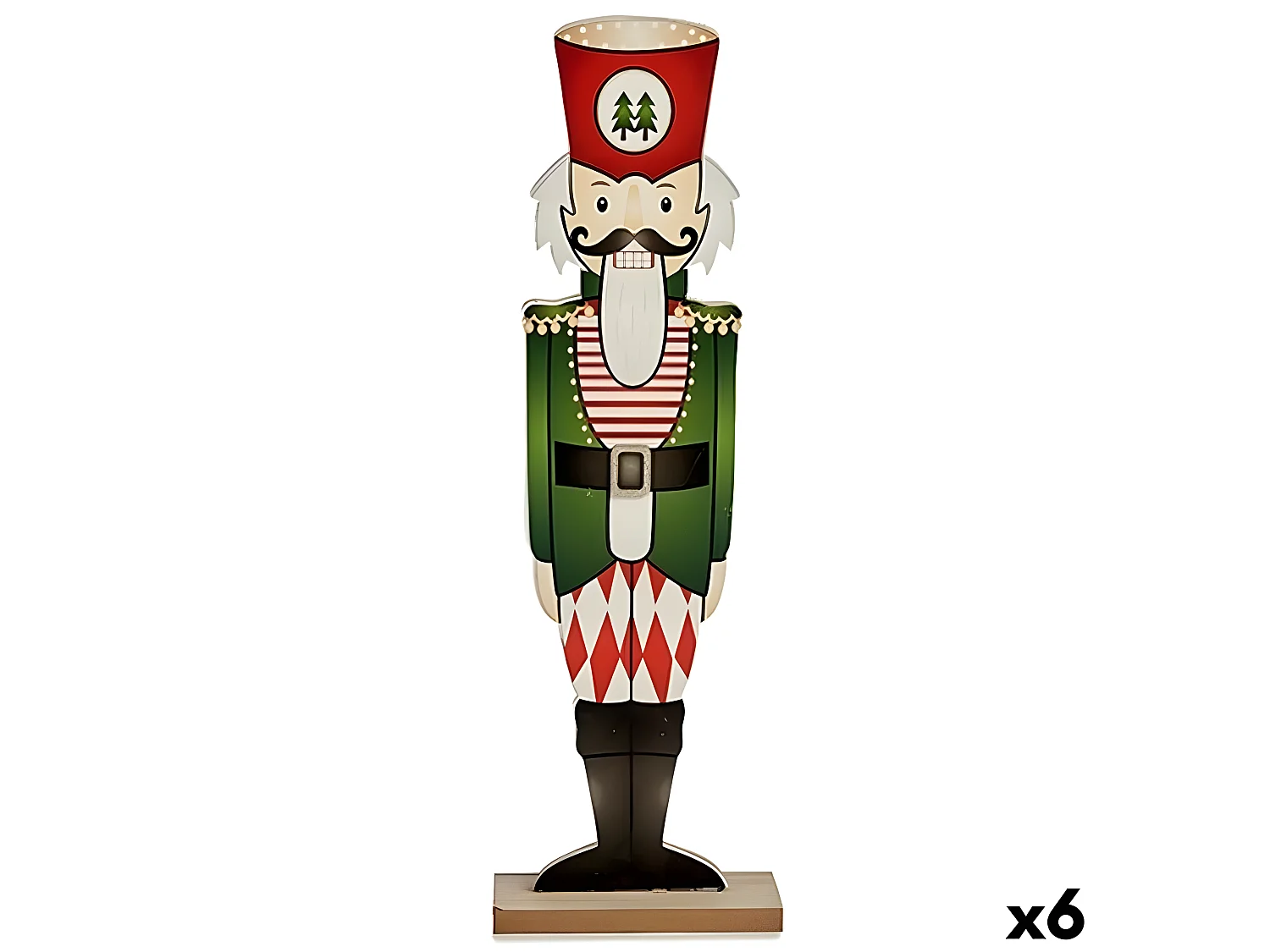 Figurine Décorative Casse-Noisette Blanc Noir Rouge Vert Bois 10 x 60 x 19 cm (6 Unités)