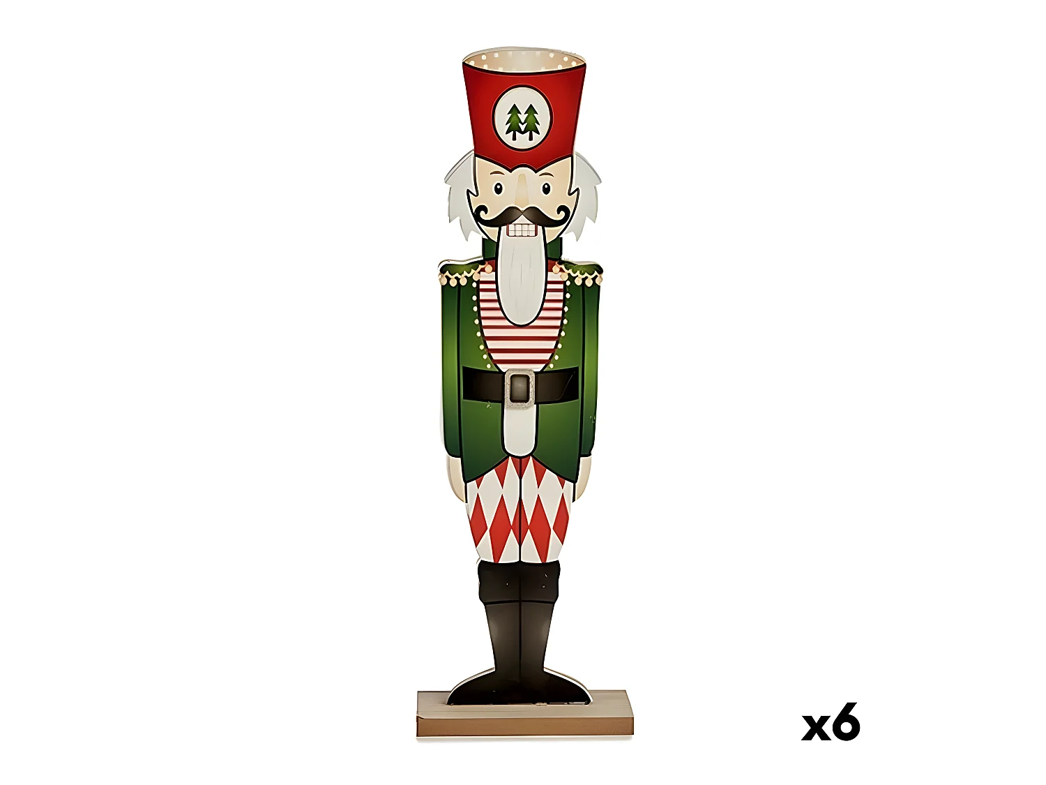 Figurine Décorative Casse-Noisette Blanc Noir Rouge Vert Bois 10 x 60 x 19 cm (6 Unités)