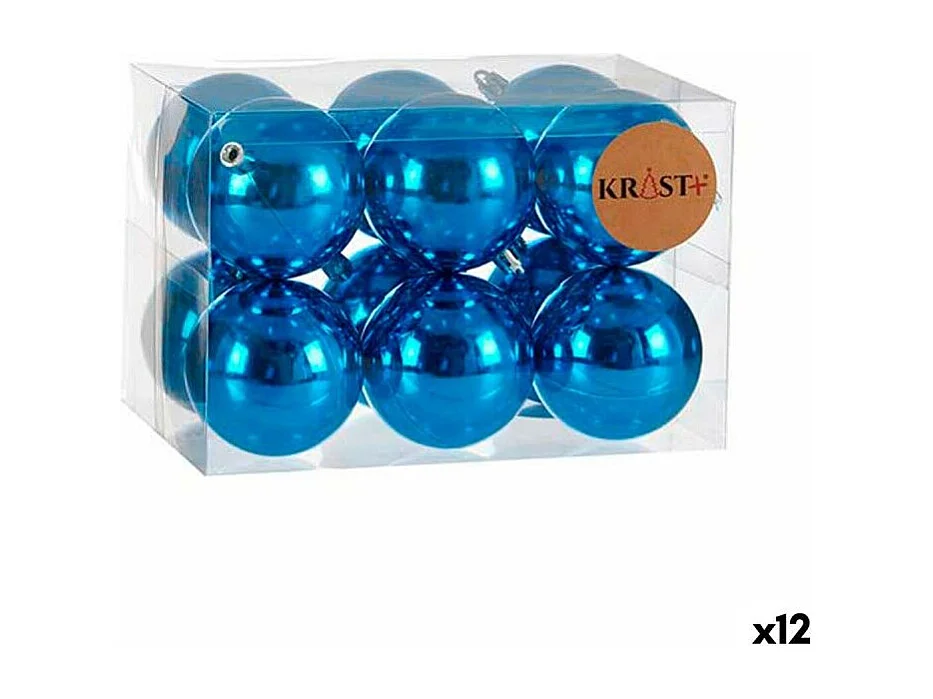 Lot de boules de Noël Bleu Plastique Ø 7 cm (12 Unités)