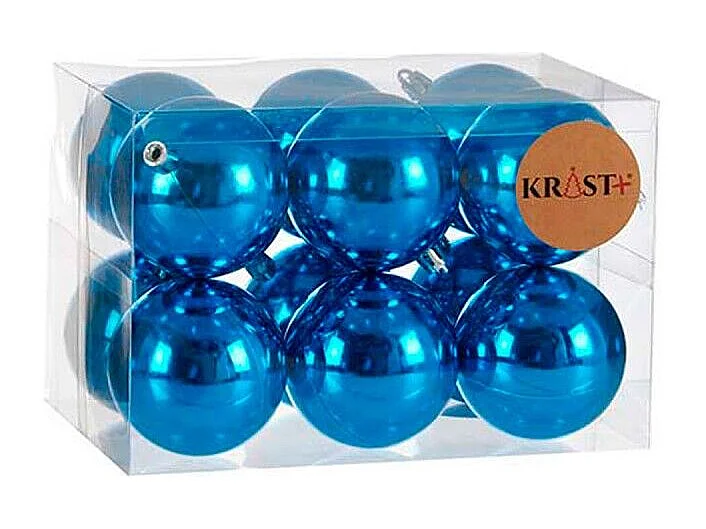 Lot de boules de Noël Bleu Plastique Ø 7 cm (12 Unités)