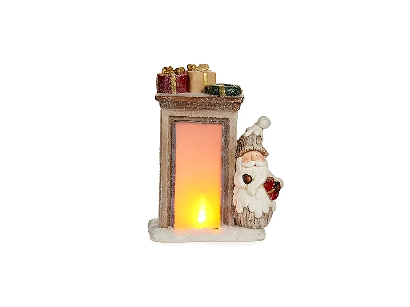 Figurine Décorative Père Noël Lumière LED Céramique Marron Blanc (20 x 45 x 32 cm)