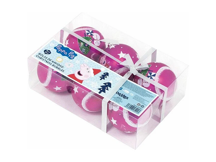 Boule de Noël Peppa Pig Cosy corner Fuchsia 6 Unités Plastique (Ø 8 cm)