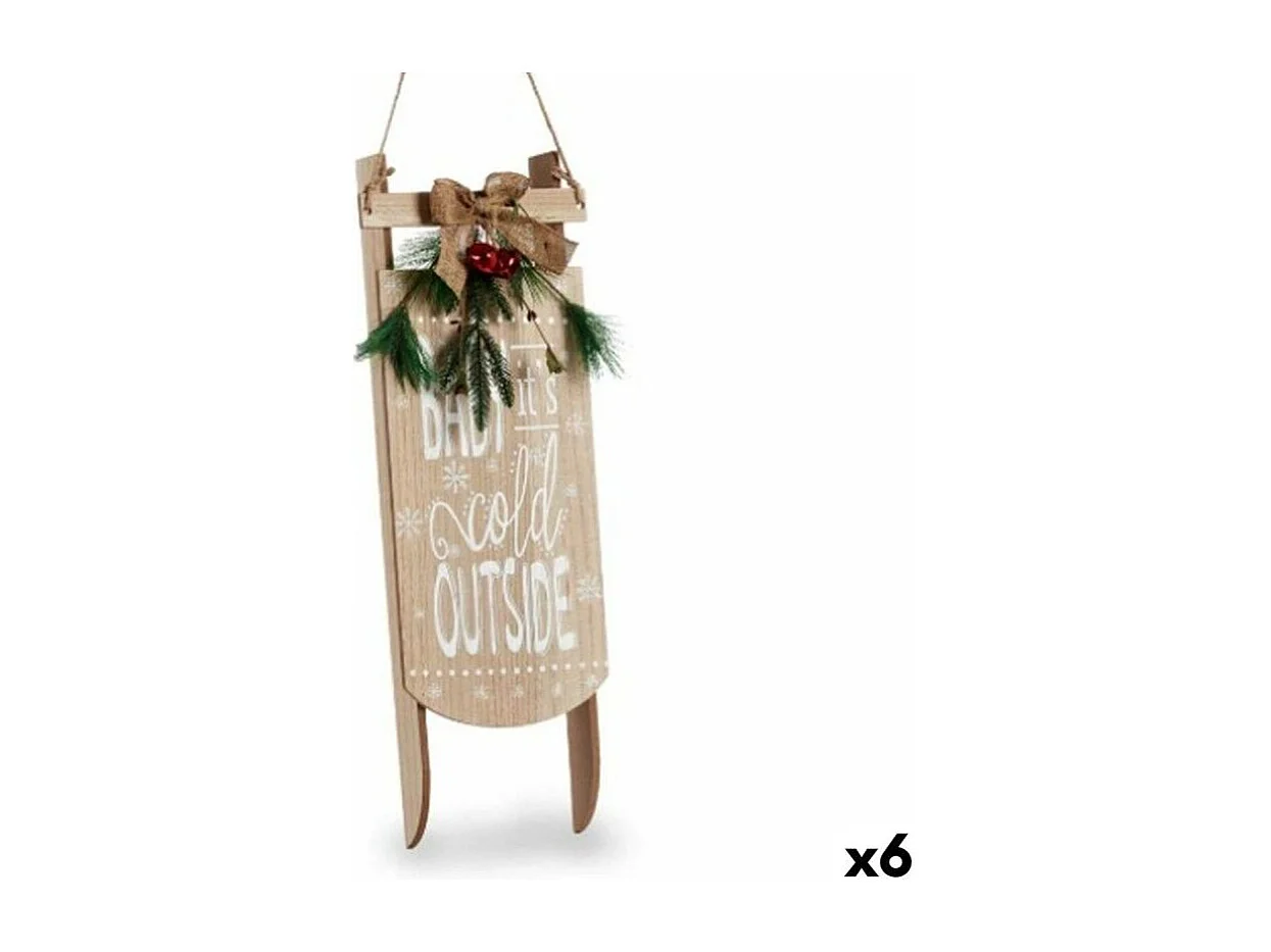 Décoration Suspendue Panneau Traîneau Beige Bois MDF 20 x 5 x 69 cm (6 Unités)