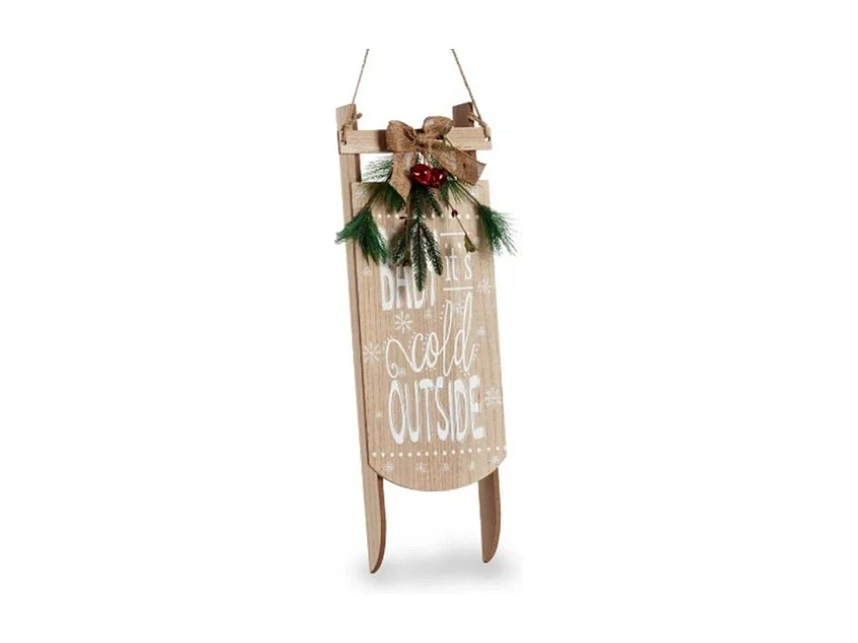 Décoration Suspendue Panneau Traîneau Beige Bois MDF 20 x 5 x 69 cm (6 Unités)