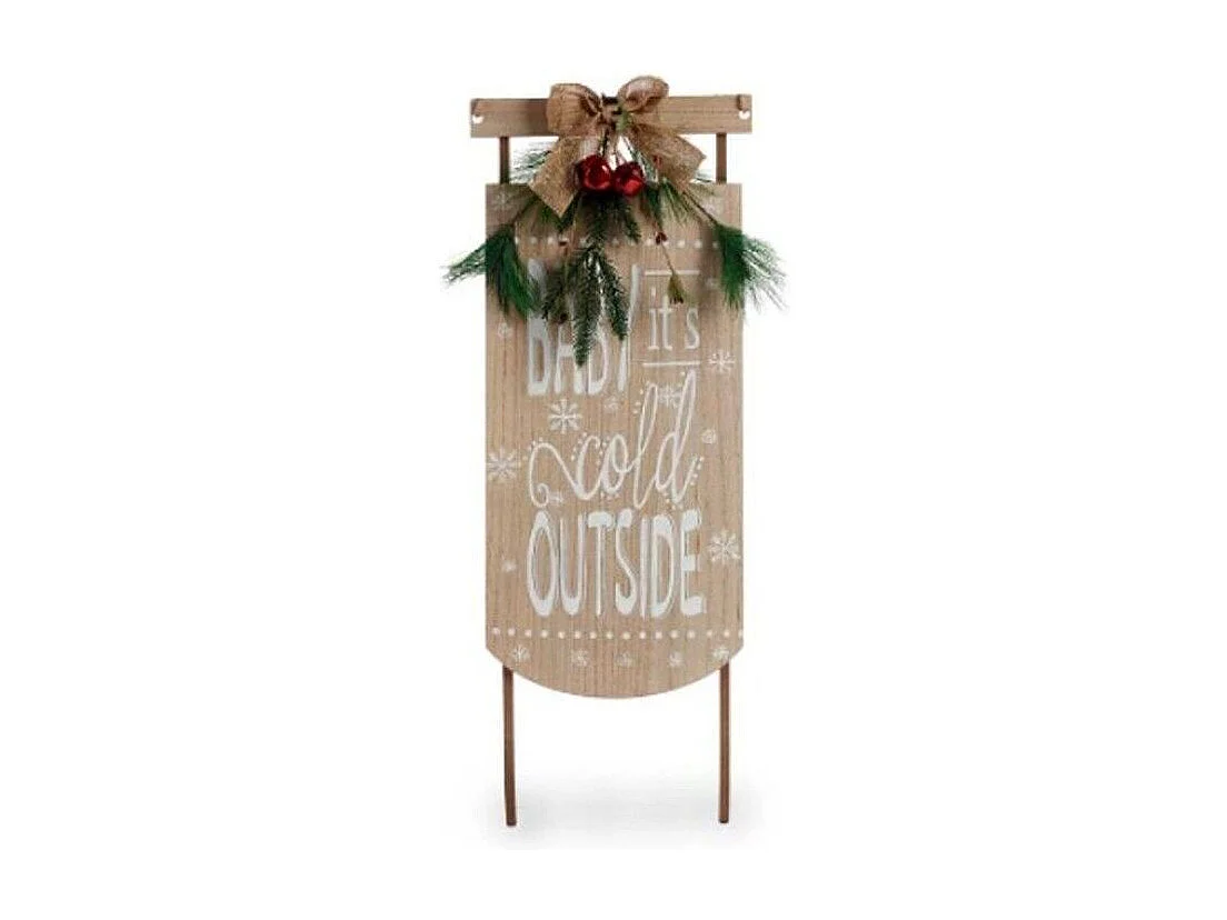 Décoration Suspendue Panneau Traîneau Beige Bois MDF 20 x 5 x 69 cm (6 Unités)