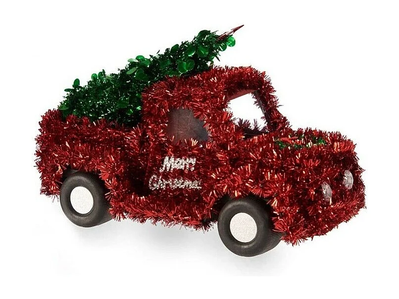 Figurine Décorative Camionnette guirlande Rouge Vert polypropylène PET 15 x 18 x 27 cm (8 Unités)