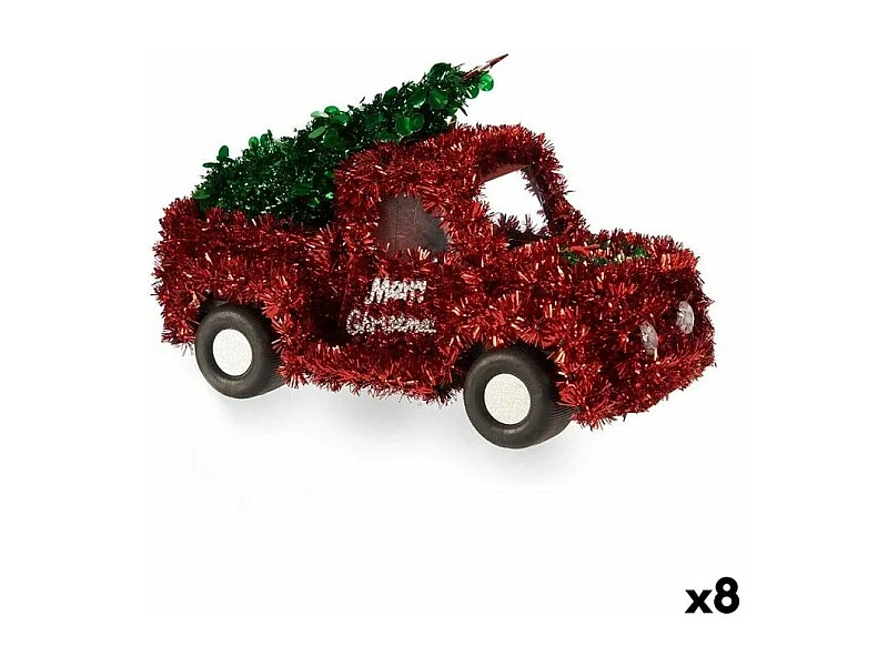 Figurine Décorative Camionnette guirlande Rouge Vert polypropylène PET 15 x 18 x 27 cm (8 Unités)
