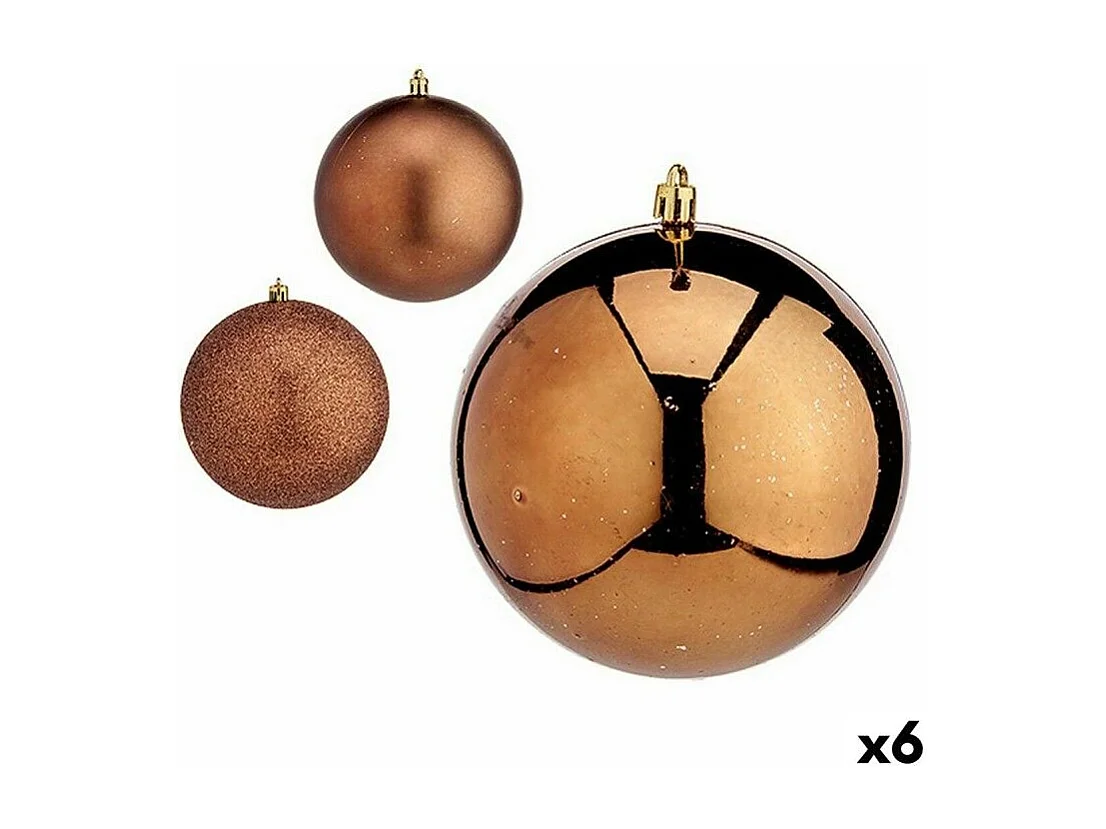 Lot de boules de Noël Marron Plastique 12 x 13 x 12 cm (6 Unités)