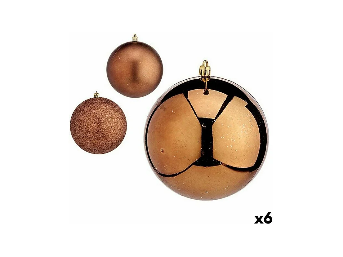 Set di palline di Natale marroni in plastica 12 x 13 x 12 cm (6 pezzi)