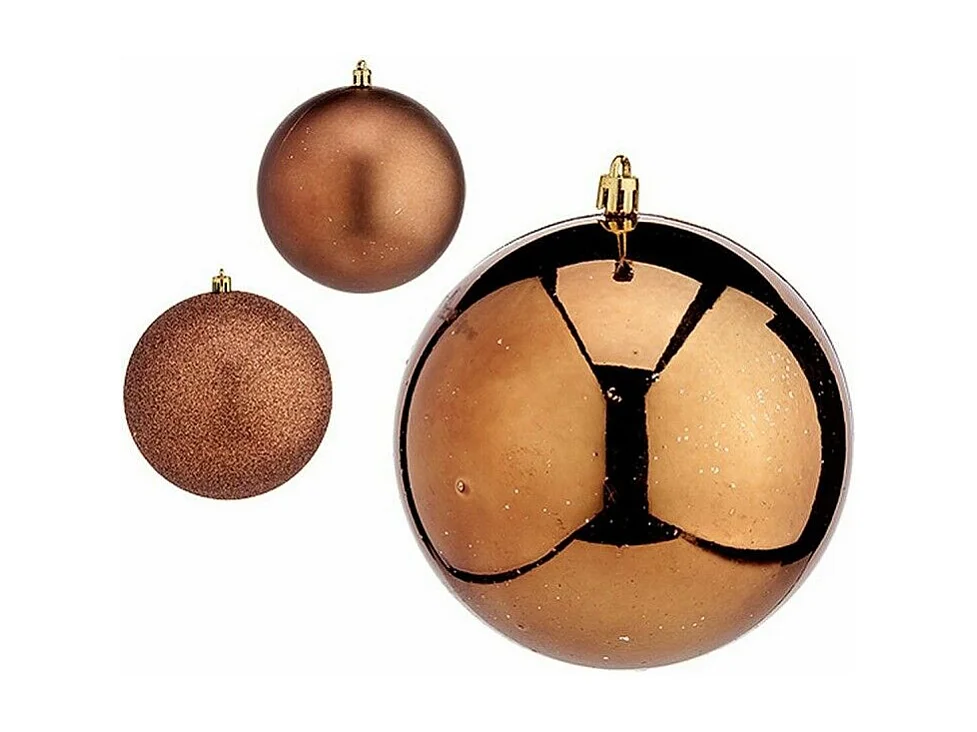 Lot de boules de Noël Marron Plastique 12 x 13 x 12 cm (6 Unités)