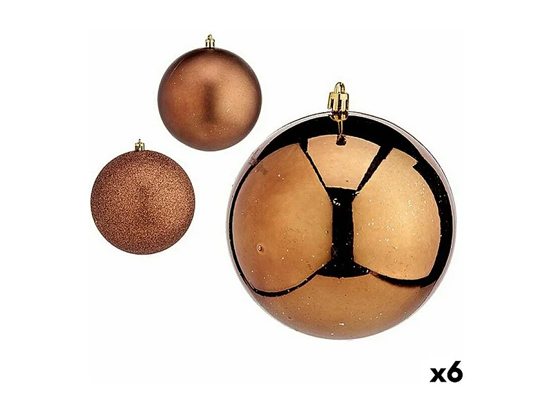 Lot de boules de Noël Marron Plastique 12 x 13 x 12 cm (6 Unités)