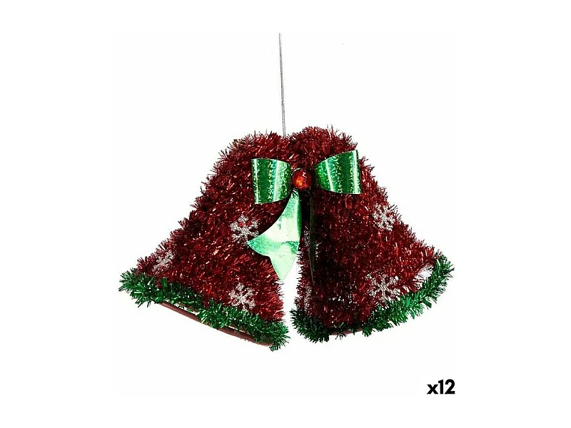 Décorations de Noël Pendentif Cloches guirlande Rouge Vert 21 x 14 x 10 cm (12 Unités)