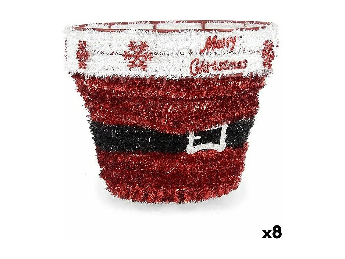 Figurine Décorative Panier guirlande Blanc Rouge polypropylène PET 27 x 22 x 27 cm (8 Unités)