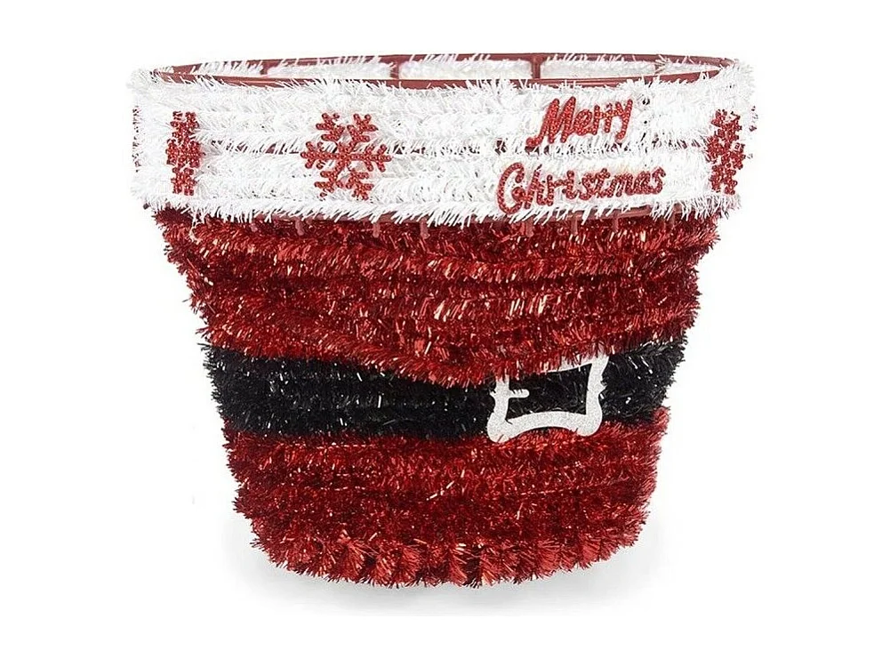 Figurine Décorative Panier guirlande Blanc Rouge polypropylène PET 27 x 22 x 27 cm (8 Unités)