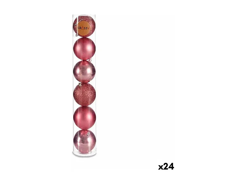 Lot de boules de Noël Rose Plastique 8 x 9 x 8 cm (24 Unités)
