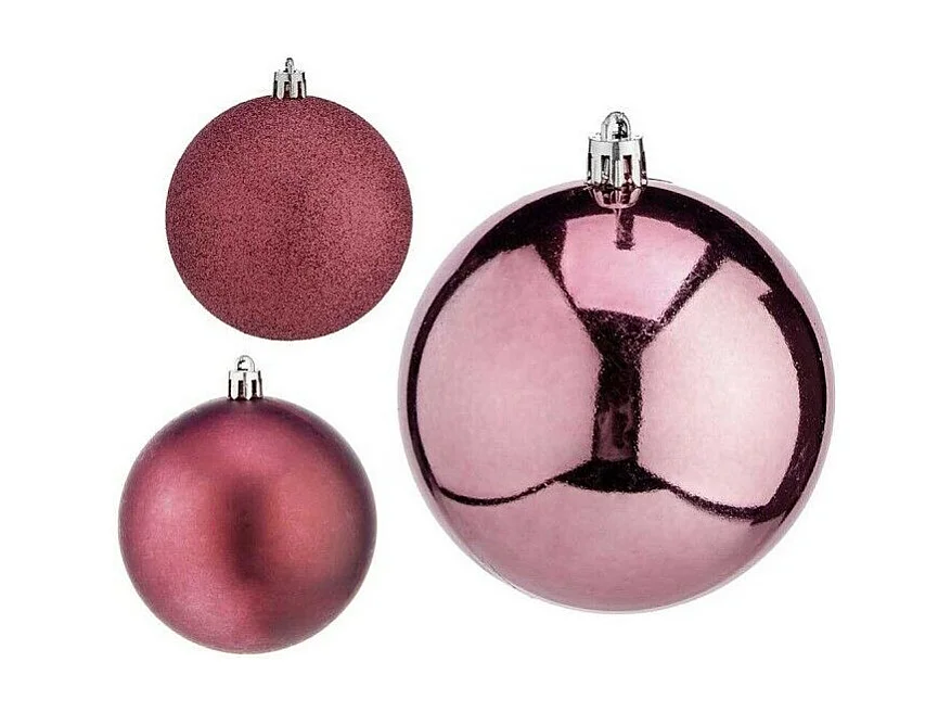Lot de boules de Noël Rose Plastique 8 x 9 x 8 cm (24 Unités)
