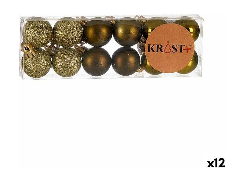 Lot de boules de Noël 3 x 4 x 3 cm Vert Plastique (12 Unités)