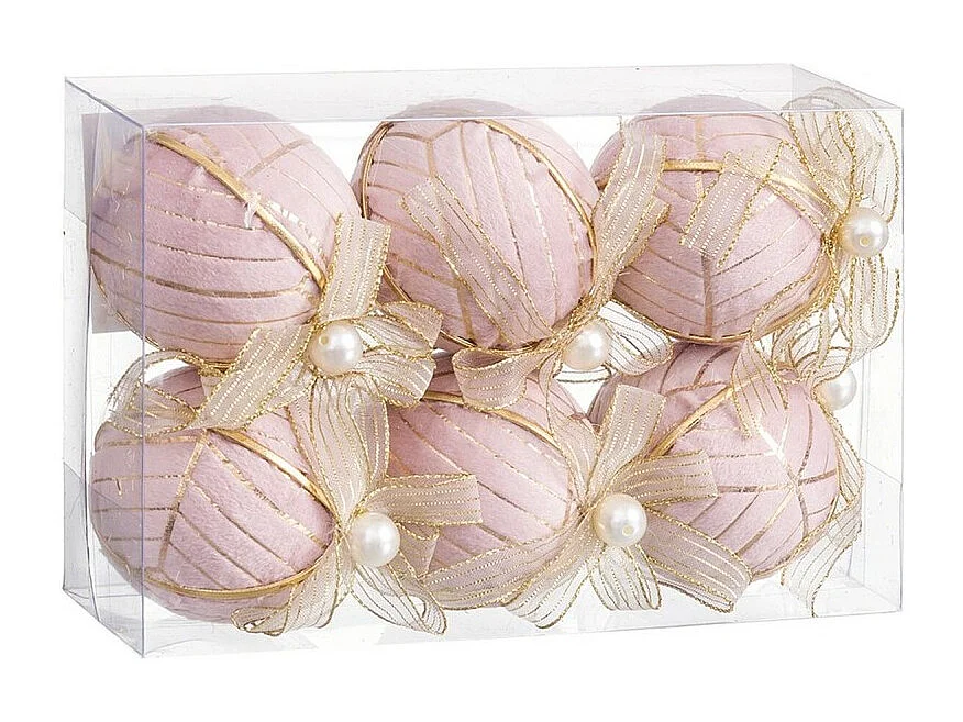 Boules de Noël Rose Polyfoam Tissu 6 x 6 x 6 cm (6 Unités)