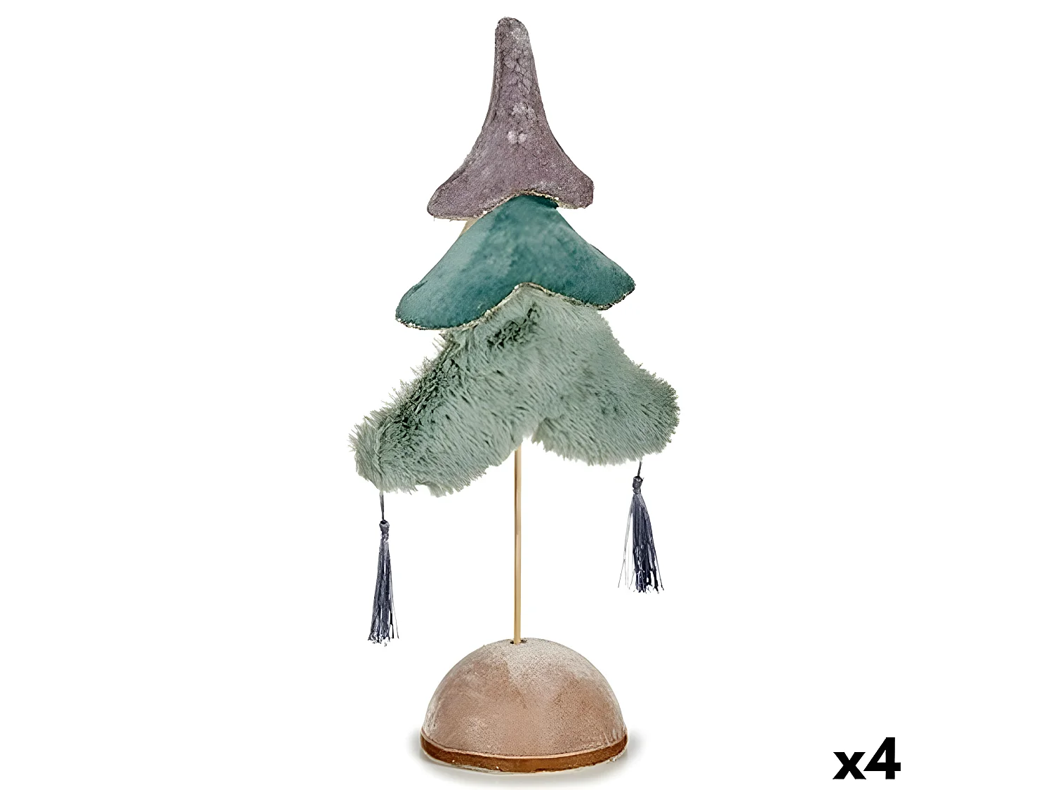 Sapin de Noël Polyester Turquoise Argenté Bois 12 x 43 x 22 cm (4 Unités)