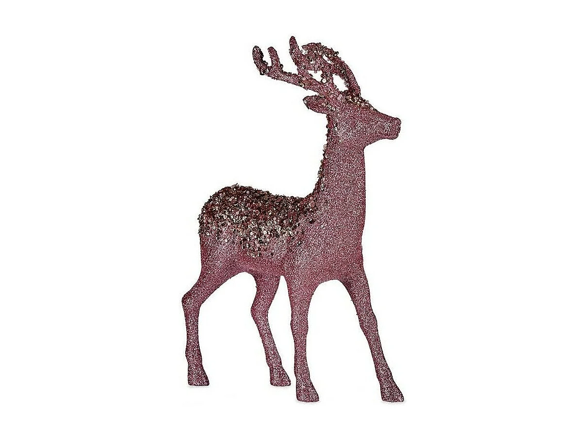 Figurine Décorative renne de noël Rose Plastique 15 x 45 x 30 cm (8 Unités)