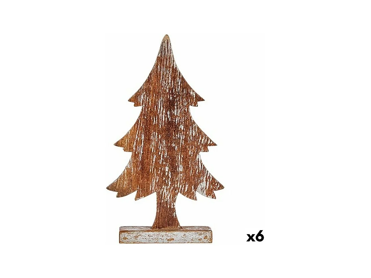Figurine Décorative Sapin de Noël Argenté Bois 5 x 39 x 21 cm (6 Unités)