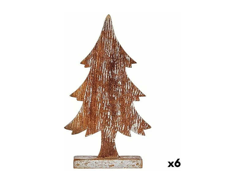 Figurine Décorative Sapin de Noël Argenté Bois 5 x 39 x 21 cm (6 Unités)