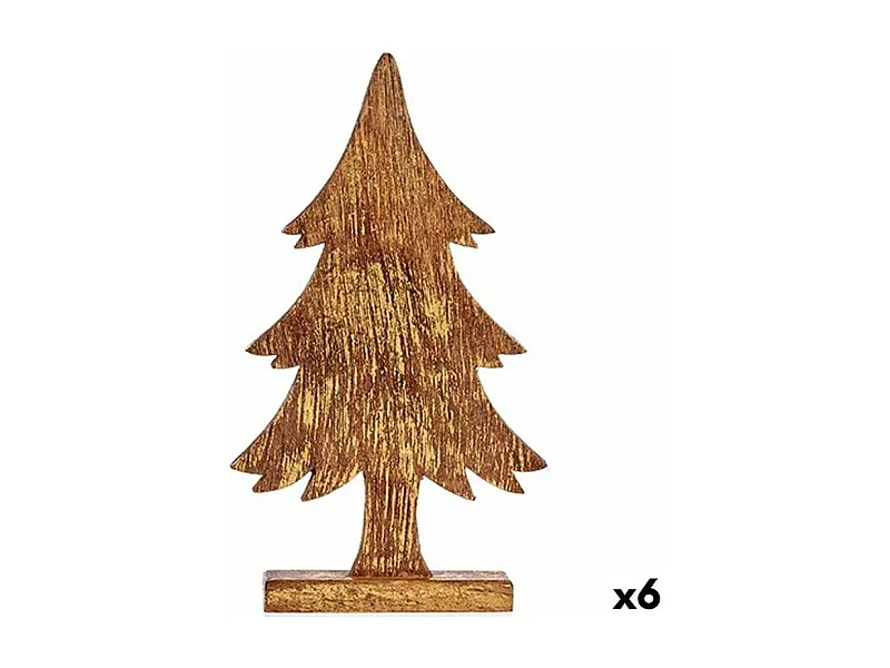 Figurine Décorative Sapin de Noël Doré Bois 5 x 39 x 22 cm (6 Unités)