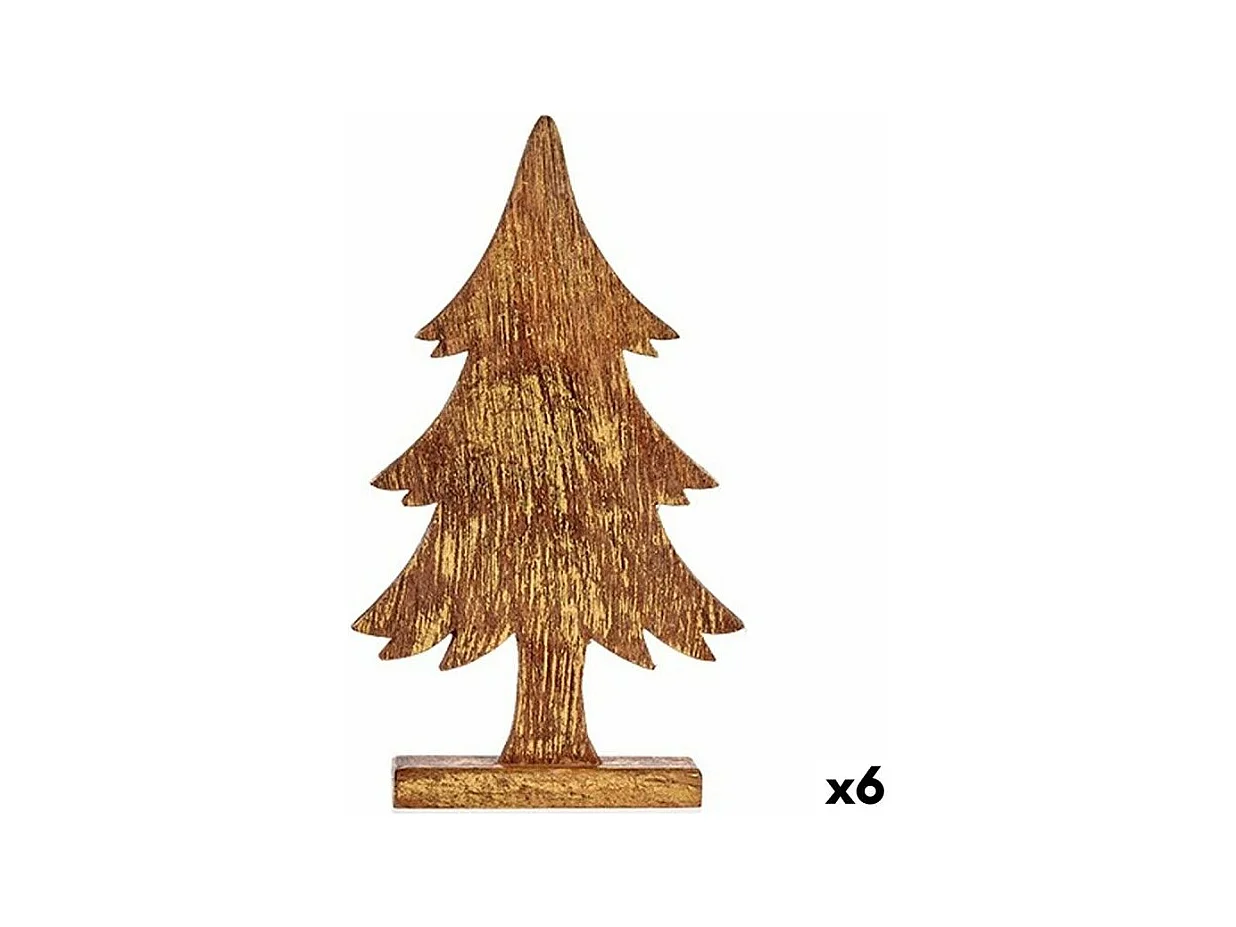Figurine Décorative Sapin de Noël Doré Bois 5 x 39 x 22 cm (6 Unités)