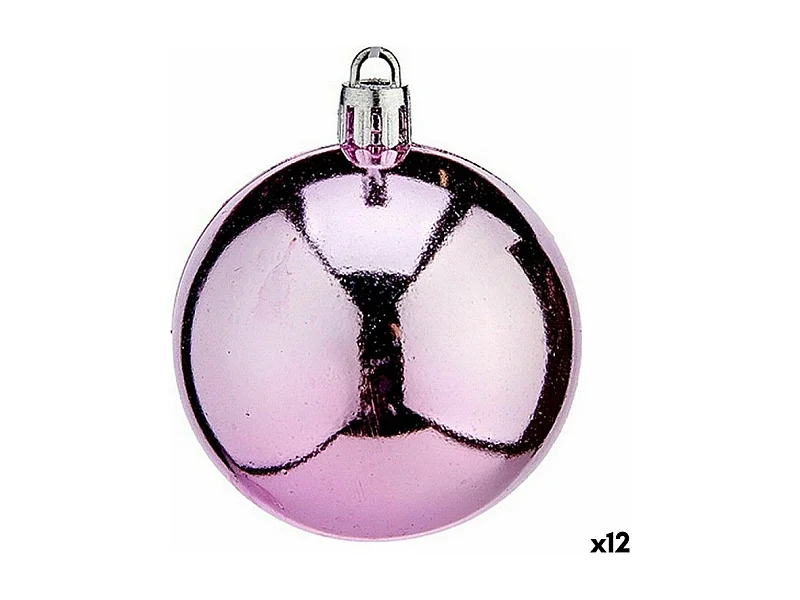 Lot de boules de Noël Rose Plastique 6 x 7 x 6 cm (12 Unités)