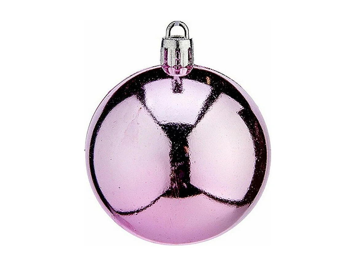 Lot de boules de Noël Rose Plastique 6 x 7 x 6 cm (12 Unités)
