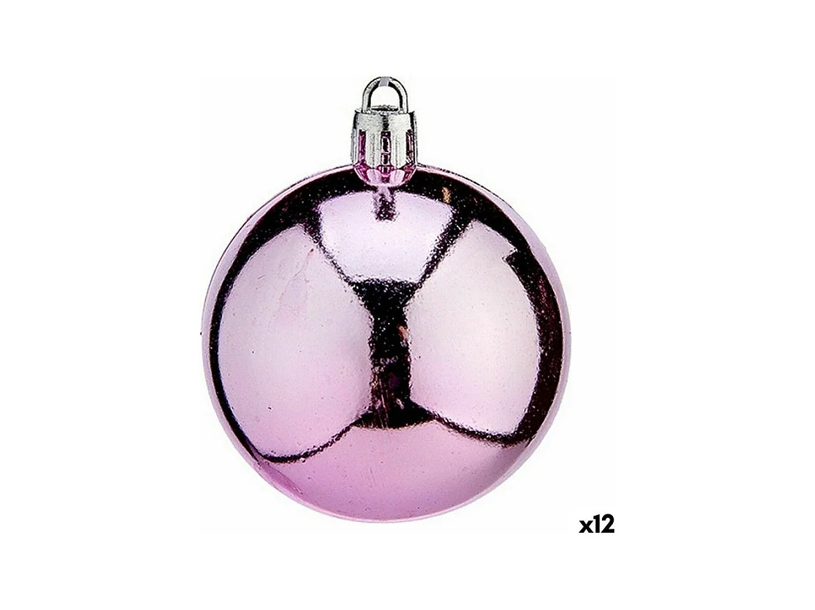 Lot de boules de Noël Rose Plastique 6 x 7 x 6 cm (12 Unités)