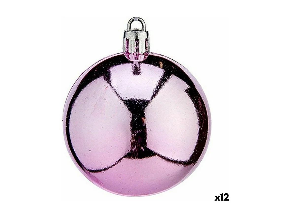 Set di palline di Natale rosa in plastica 6 x 7 x 6 cm (12 pezzi)