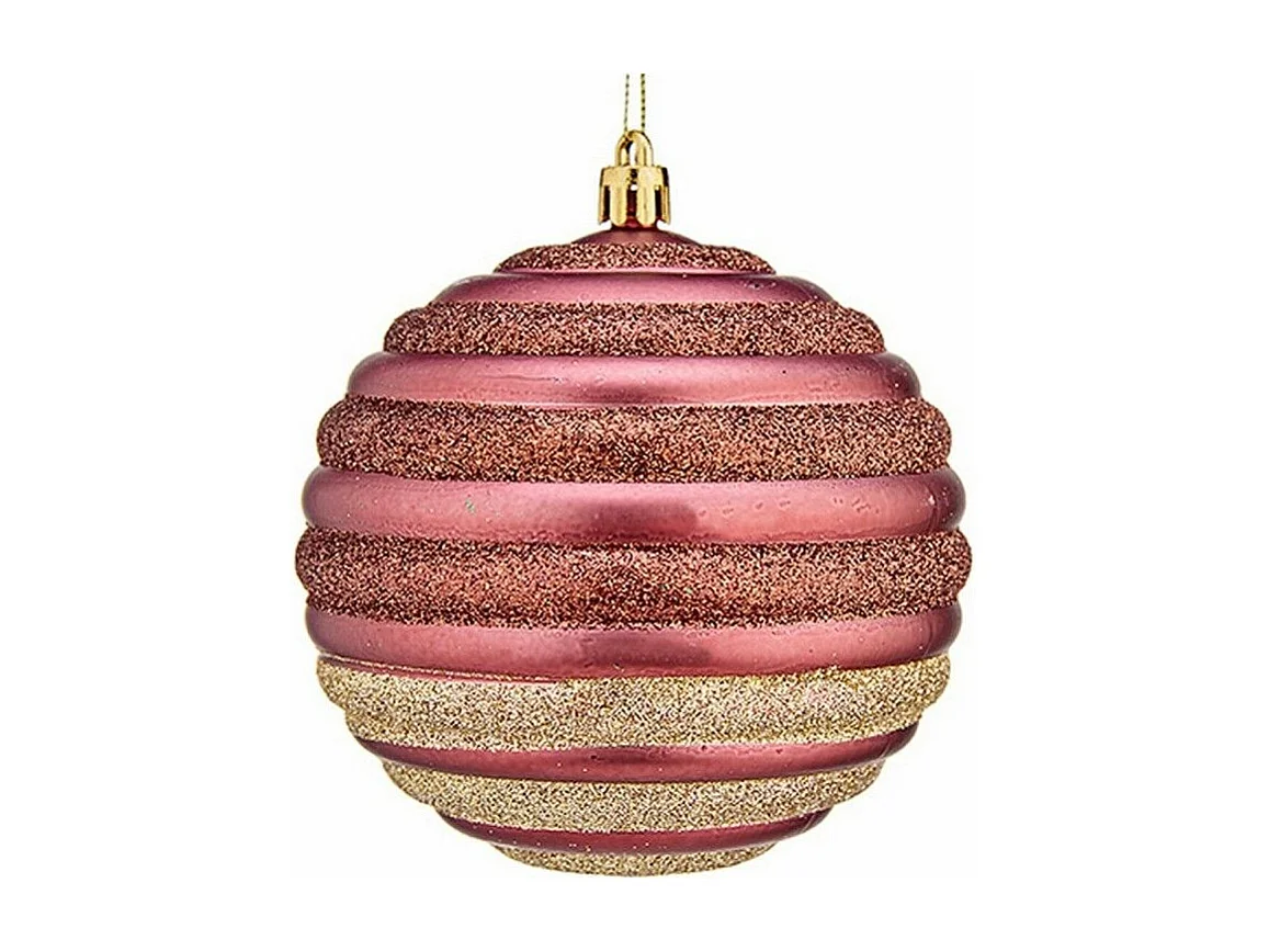 Set di palline di Natale Cerchi Rosa in plastica 10 x 11 x 10 cm (6 pezzi)