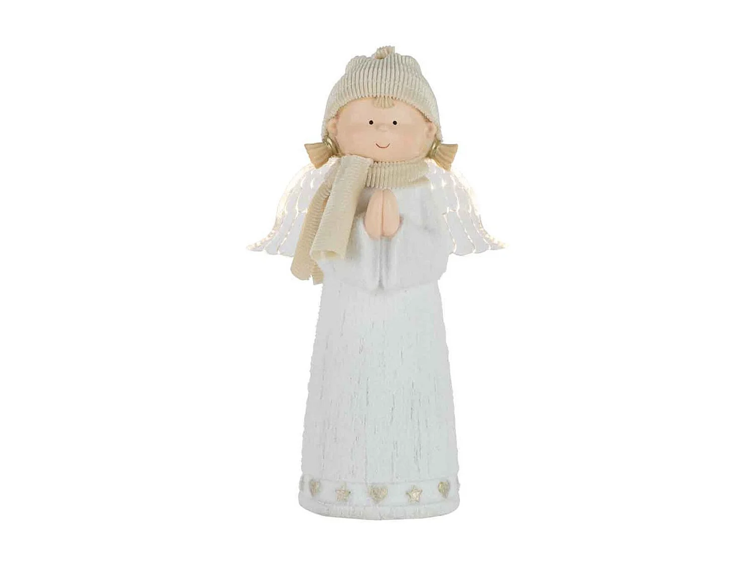 Ángel de Navidad con luces LED de resina multicolor de 16x10x28 cm