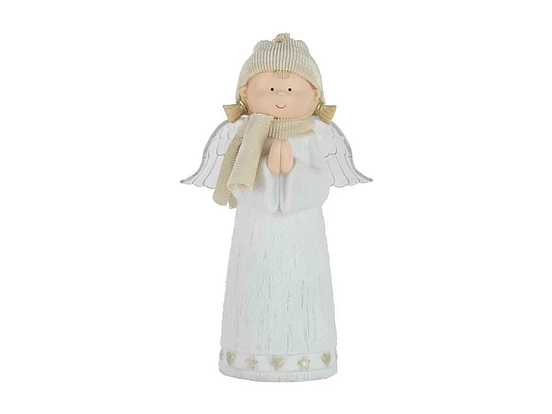 Ángel de Navidad con luces LED de resina multicolor de 16x10x28 cm