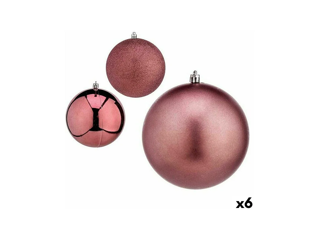 Lot de boules de Noël Rose Plastique Ø 12 cm (6 Unités)