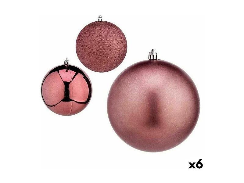 Lot de boules de Noël Rose Plastique Ø 12 cm (6 Unités)