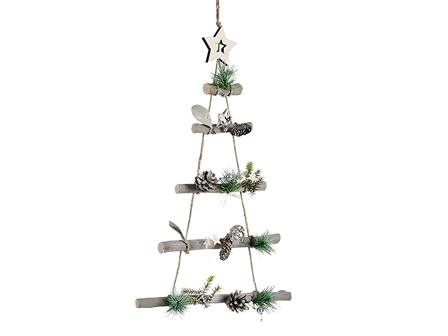 Décorations de Noël Sapin de Noël Marron Argenté Bois Plastique 34 x 5 x 65 cm (6 Unités)