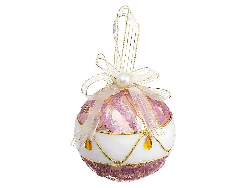 Boules de Noël Blanc Rose Polyfoam Tissu 8 x 8 x 8 cm (4 Unités)