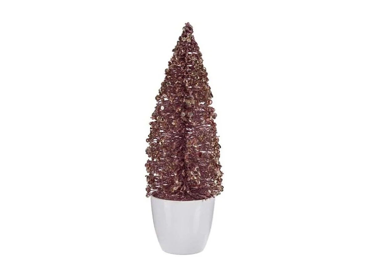 Figurine Décorative Sapin de Noël Rose Doré Plastique 9 x 28 x 9 cm (6 Unités)