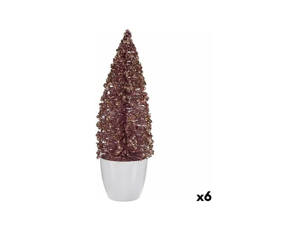 Statuetta decorativa Albero di Natale Rosa Dorato in Plastica 9 x 28 x 9 cm (6 Unità)