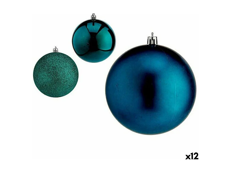 Lot de boules de Noël Bleu Plastique 10 x 11 x 10 cm (12 Unités)