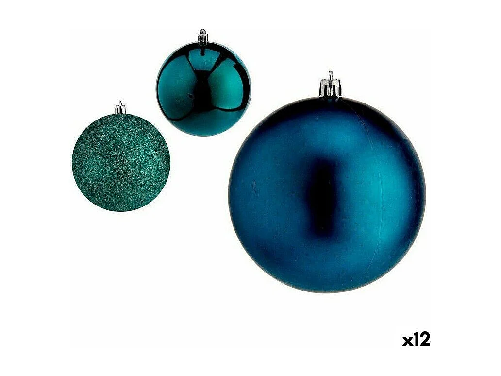 Lot de boules de Noël Bleu Plastique 10 x 11 x 10 cm (12 Unités)