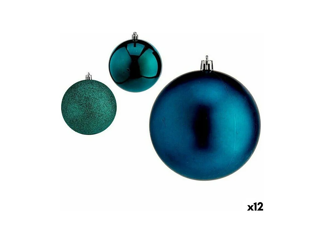 Lot de boules de Noël Bleu Plastique 10 x 11 x 10 cm (12 Unités)